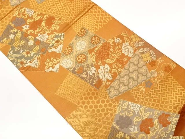 JAPANESE FUKURO OBI / PLANT DYES / WOVEN FLOWER ARABESQUE
